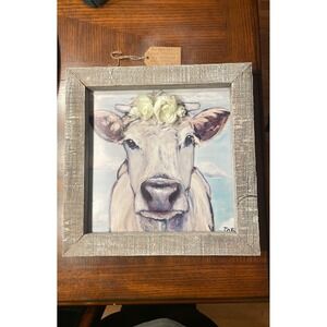 Marmont Hill When Cows Fly Print w/ Reclaimed Wood‎ Frame Brand New